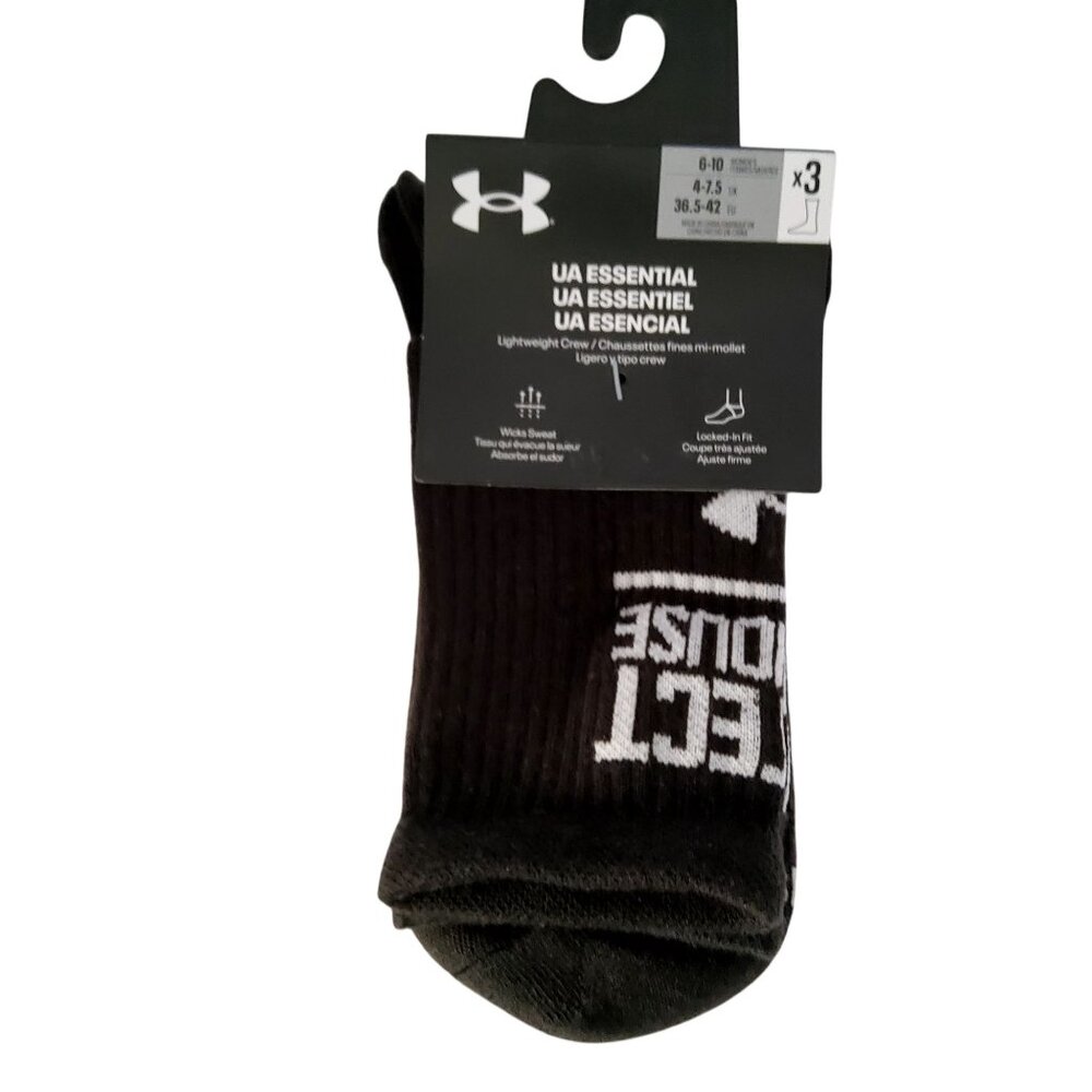 Under Armour UA Essential Crew Socks 3-Pack Black Size  MLightweight  breathable